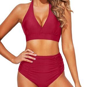 NWT Tempt Me - Coral Color High Waisted Bikini Set